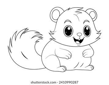 Cute ardilla de dibujos animados Colores Página aislada para niños