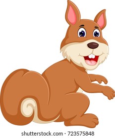 cute squirrel cartoon facing back with smile