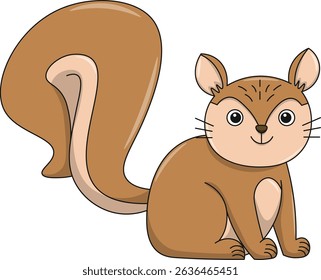Cute squirrel cartoon. Flat vector illustration. Wild life animals. Cute animal on white background