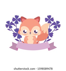 Cute squirrel cartoon with flowers design, Animal zoo life nature character childhood and adorable theme Vector illustration