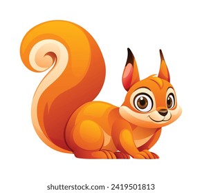 Cute squirrel cartoon illustration. Vector isolated on white background