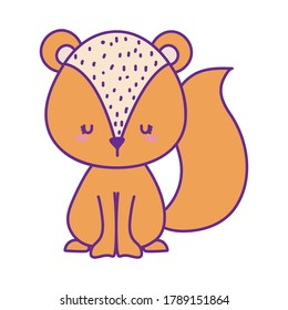 Cute squirrel cartoon line and fill style icon design, Animal zoo life nature and character theme Vector illustration