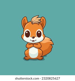 cute squirrel cartoon mascot character with beautiful eyes. vector illustration