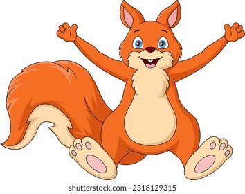 Cute squirrel cartoon on white background