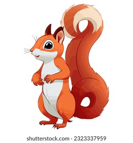 Cute Squirrel Cartoon On White Background