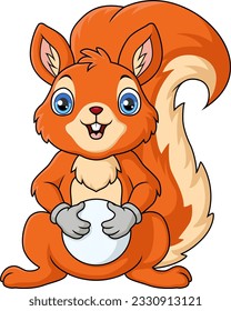 Cute squirrel cartoon on white background