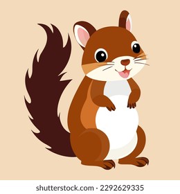 Cute squirrel cartoon vector clip art illustration 