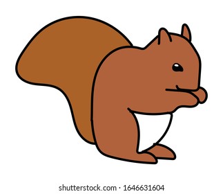 Cute squirrel cartoon vector illustration isolated on white background.