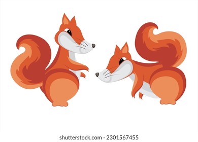 Cute squirrel cartoon vector. Illustration of a small mammal squirrel