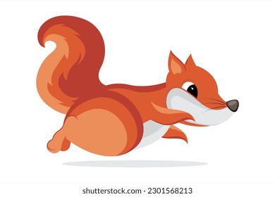 Cute squirrel cartoon vector. Illustration of a small mammal squirrel. Squirrels jump quickly