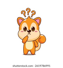 Cute squirrel  cartoon vector illustration is confused