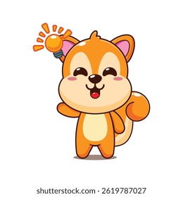 Cute squirrel cartoon vector illustration get an idea 