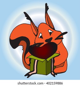 Cute squirrel cartoon- vector illustration