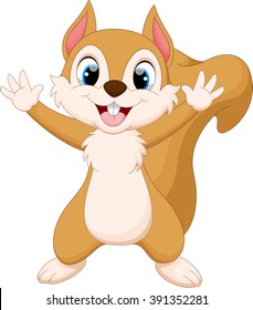 Cute Squirrel Cartoon Waving 