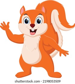 Cute squirrel cartoon waving hand 