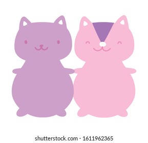 cute squirrel and cat cartoon characters vector illustration