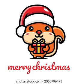 cute squirrel is celebrating christmas