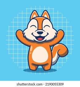 Cute squirrel character with happy expression vector illustration. Flat cartoon style.