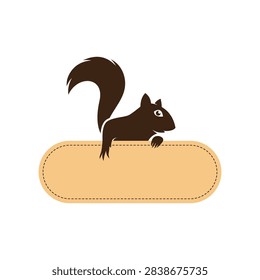 Cute Squirrel Character Holding Empty Blank Text Banner Vector