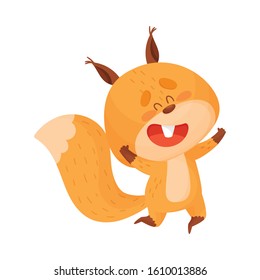 Cute Squirrel Character Jumping with Joy Vector Illustration