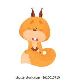 Cute Squirrel Character Standing with Puzzling Emotion on Its Muzzle Vector Illustration