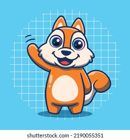 Cute squirrel character waving vector illustration. Flat cartoon style.