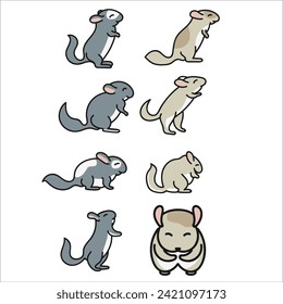 Cute squirrel characters flat vector art animal set