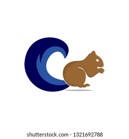 Cute Squirrel Chipmunk C Wave Tail Simple Character