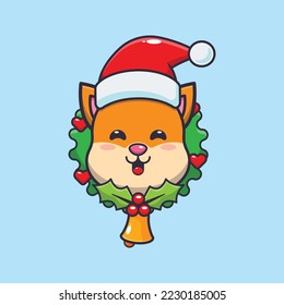 Cute squirrel  in christmas day. Cute christmas cartoon illustration. 