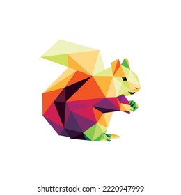 Cute Squirrel Colorful polygonal low 
 poly. Squirrel Icon in Colorful abstract. Vector of Squirrel Illustration