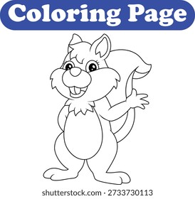 Cute Squirrel coloring book page for kids