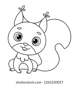 Ilustración de vectores de caricatura de páginas de color de ardilla