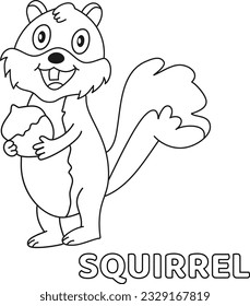 Cute squirrel coloring page for kids