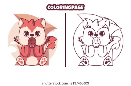 cute squirrel coloring pages for kids
