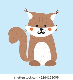 Cute squirrel concept. Minimalistic creativity and art. Educational element for children, learning. Biology and zoology, forest dweller, fauna. Cartoon flat vector illustration