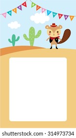 cute squirrel cowboy summer happy birthday invitation card