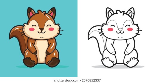 A Cute squirrel Doll Vector Illustration for Coloring book or Design Element