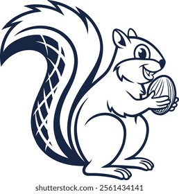 cute squirrel eating acorn cartoon icon