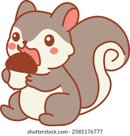 Cute Squirrel Eating an Acorn Illustration