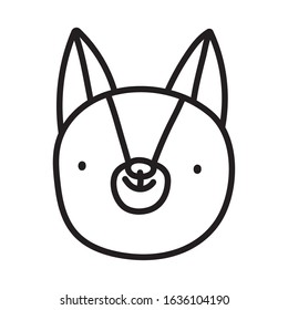 cute squirrel face cartoon character on white background vector illustration thick line