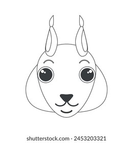 Cute squirrel face, forest wild animals head of simple shape vector illustration