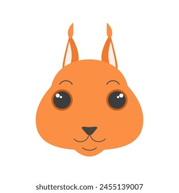 Cute squirrel face, portrait of wild forest mascot, furry character vector illustration