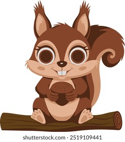 Cute Squirrel flat icon vector art illustration