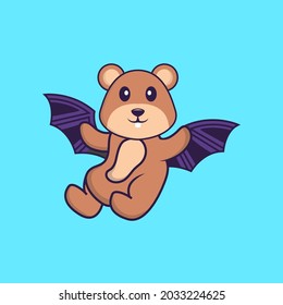Cute squirrel is flying with wings. Animal cartoon concept isolated. Can used for t-shirt, greeting card, invitation card or mascot.