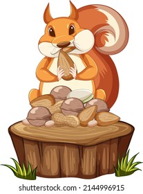 Cute Squirrel With The Food Illustration