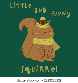 Cute squirrel forest animal graphic tee design for kids market as vector
