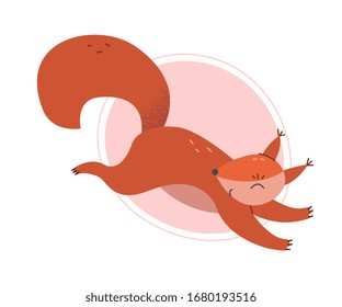 Cute Squirrel Furry Animal Jumping Vector Illustration