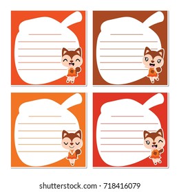 Cute squirrel girls on nut frame vector cartoon illustration for kid memo paper design, planner paper and stationery paper