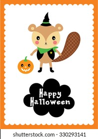 cute squirrel halloween card