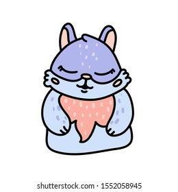 Cute squirrel hand drawn vector character. Isolated cartoon exotic animal. Doodle mammal color illustration. Woodland wild animal drawing. Birthday greeting card, kids textile, t-shirt design element